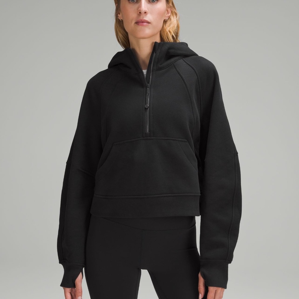 lululemon oversized cropped half zip scuba black m/l